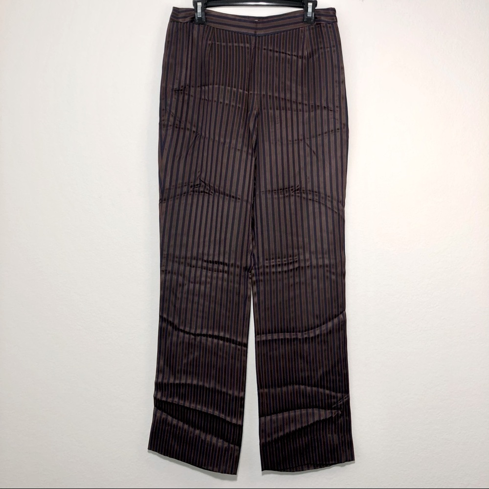 Carlisle High Waisted Vertical Stripes Career Boot Leg Trouser Pants size 6